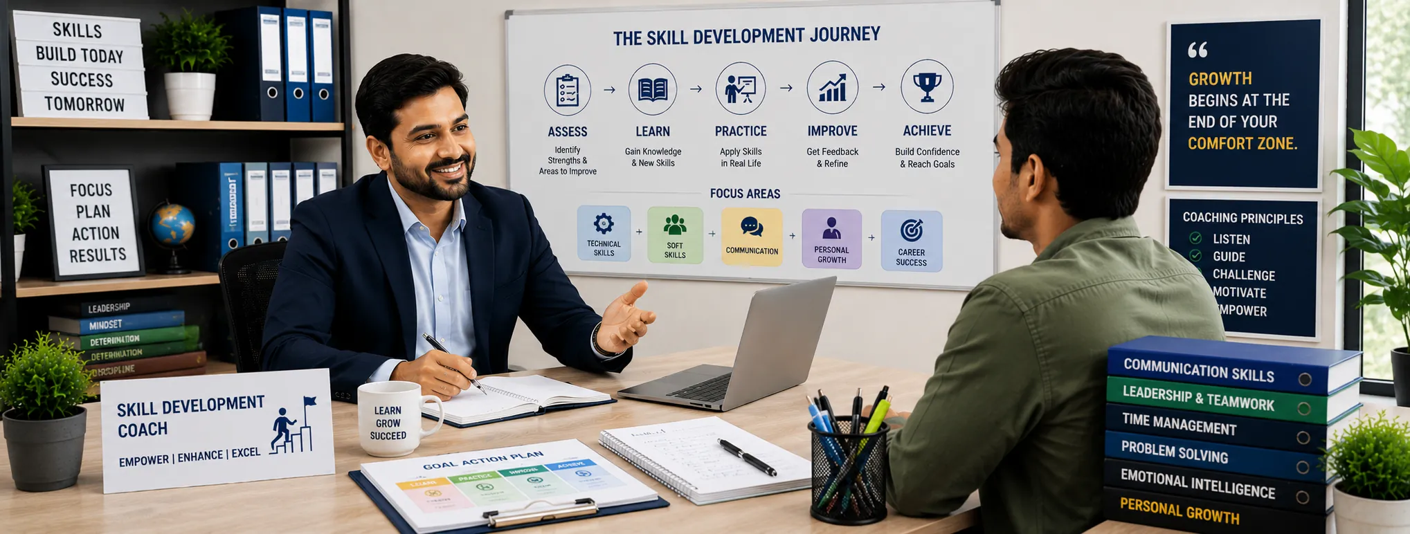 Skill Development Coach mentoring students through communication, leadership, and life skills training